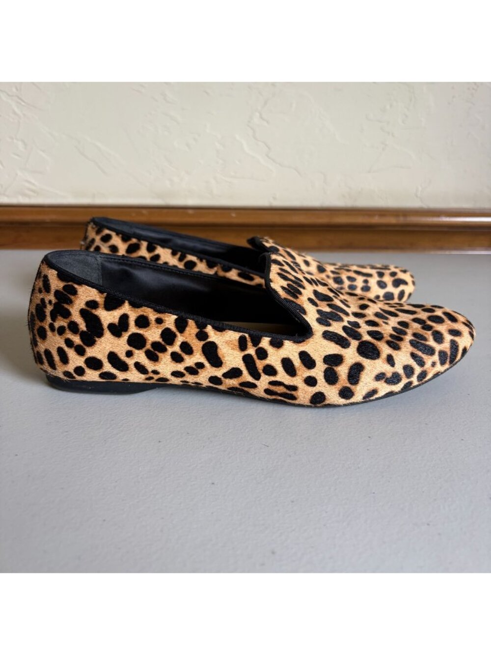 Birdies The Starling Cheetah Calf Hair Flat Leopard Print Loafers Size 8.5